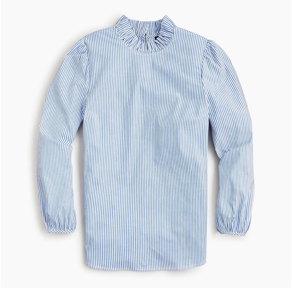 J.Crew Ruffle Neck Striped Top